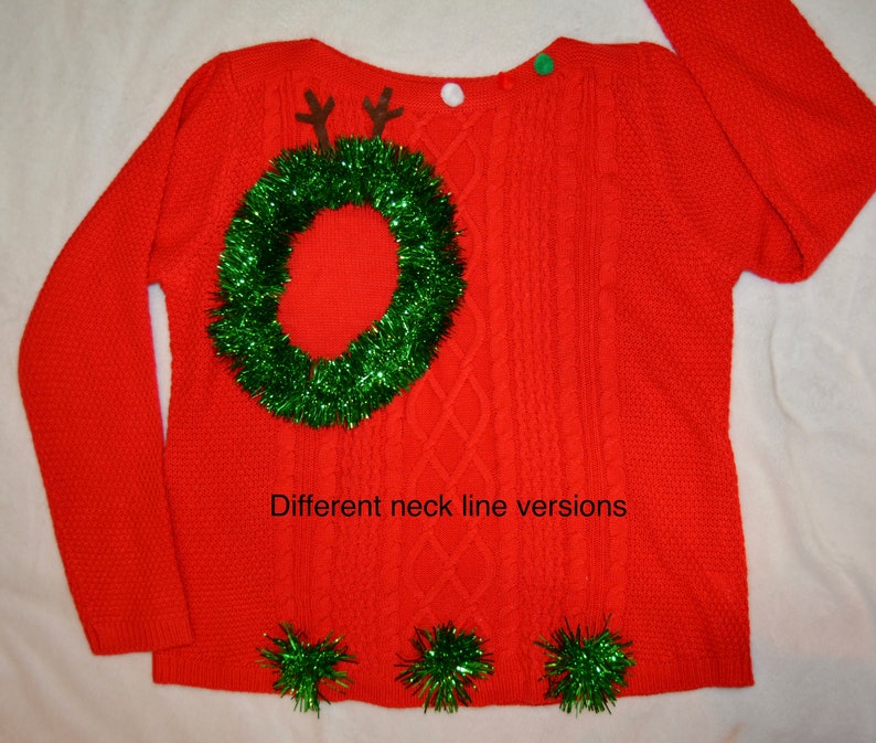 Sexy Ugly Christmas Sweater, it is NOT A PLASTIC boob, cut out, see details, boob, breast, jumper, reindeer boob, multi versions image 9