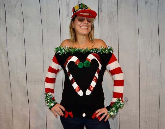 off the shoulder ugly christmas sweater dress