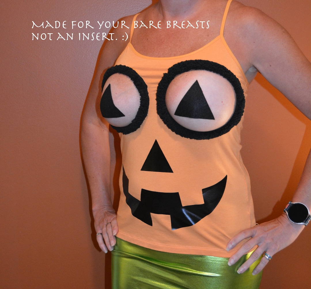 halloween tits Sexy Halloween Costume, Tank Top Only, Made for Your Breasts NOT INSERTS,  Pumpkin, See Details, Boob Hole, Breast, Cut Out, Jack O Lantern - Etsy