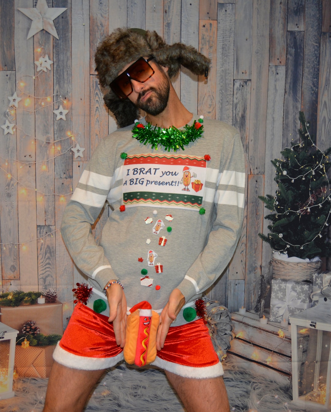 Inappropriate Sweaters L/xl, I Brat You a Present, Mens Ugly Christmas Sweater, Contest Winner ...