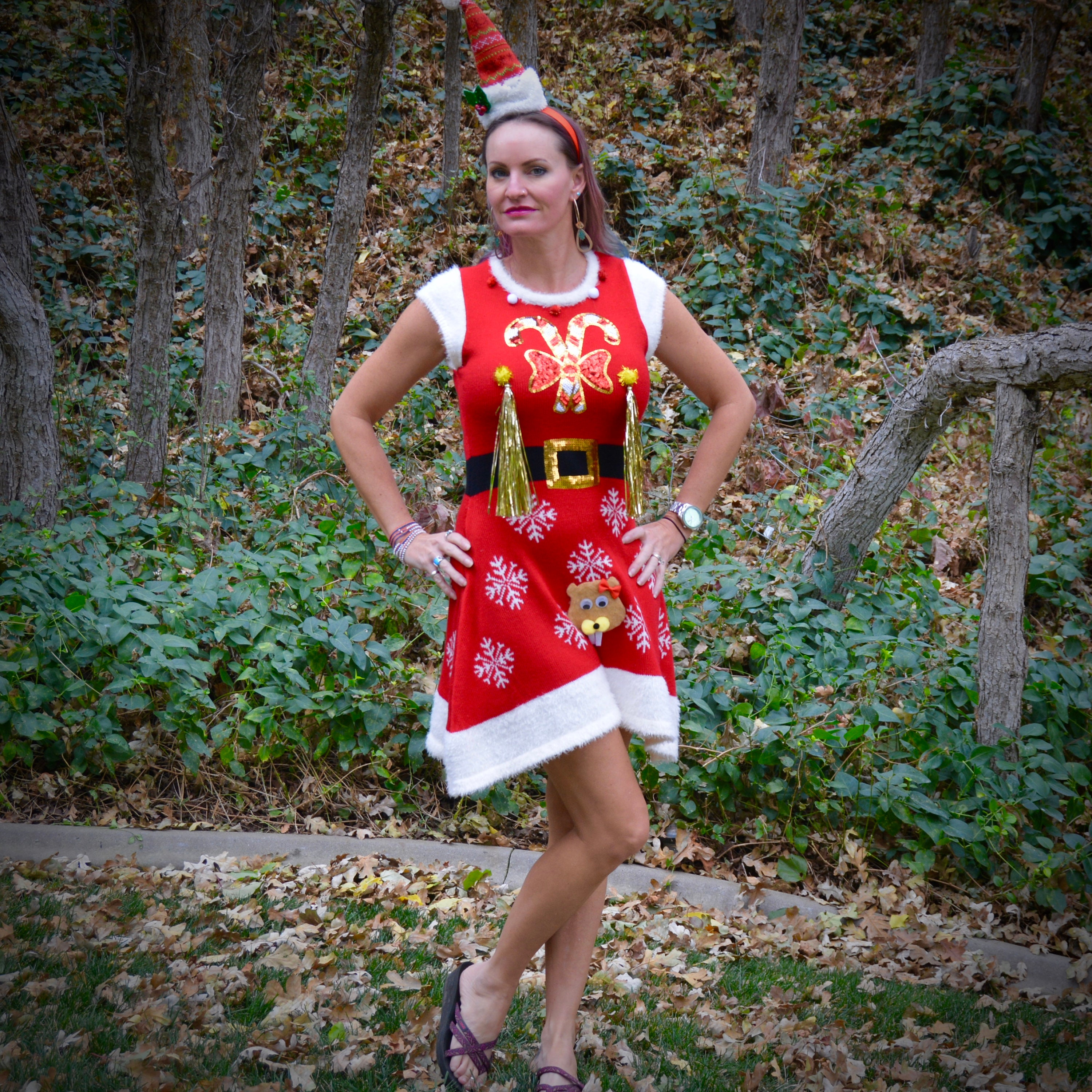 white christmas dresses String Lights Womens Ugly Christmas Sweater Dress main image 1