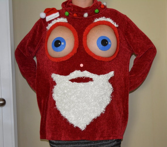 1X, Santa Face, Sexy Ugly Christmas Sweater, Bug Eyed Santa, Made for Your  BARE BREASTS, Boob Eyes, See Details, Costume, Contest Winner -  Israel