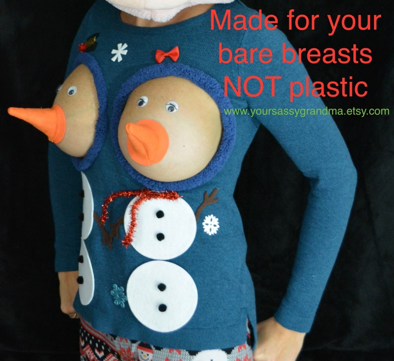 Snowman Boobs Sexy Ugly Christmas Sweater They Are Not  Etsy-9584