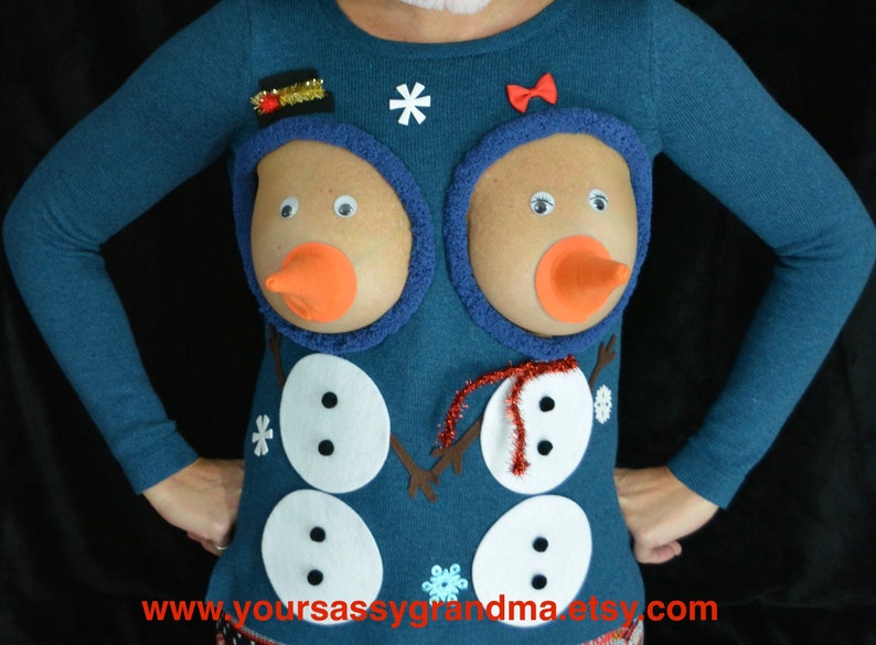 Snowman boobs Sexy Ugly Christmas Sweater They are NOT image 5
