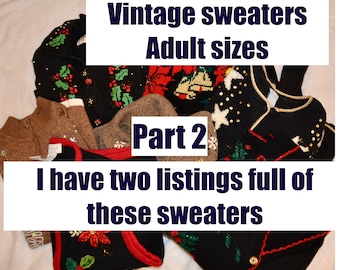 Vintage Christmas Sweaters women, vintage, original grandma sweaters, ugly sweater party, retro, lots of sizes, christmas tops