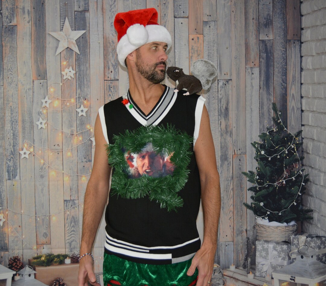 Mens ugly sweater vest deals