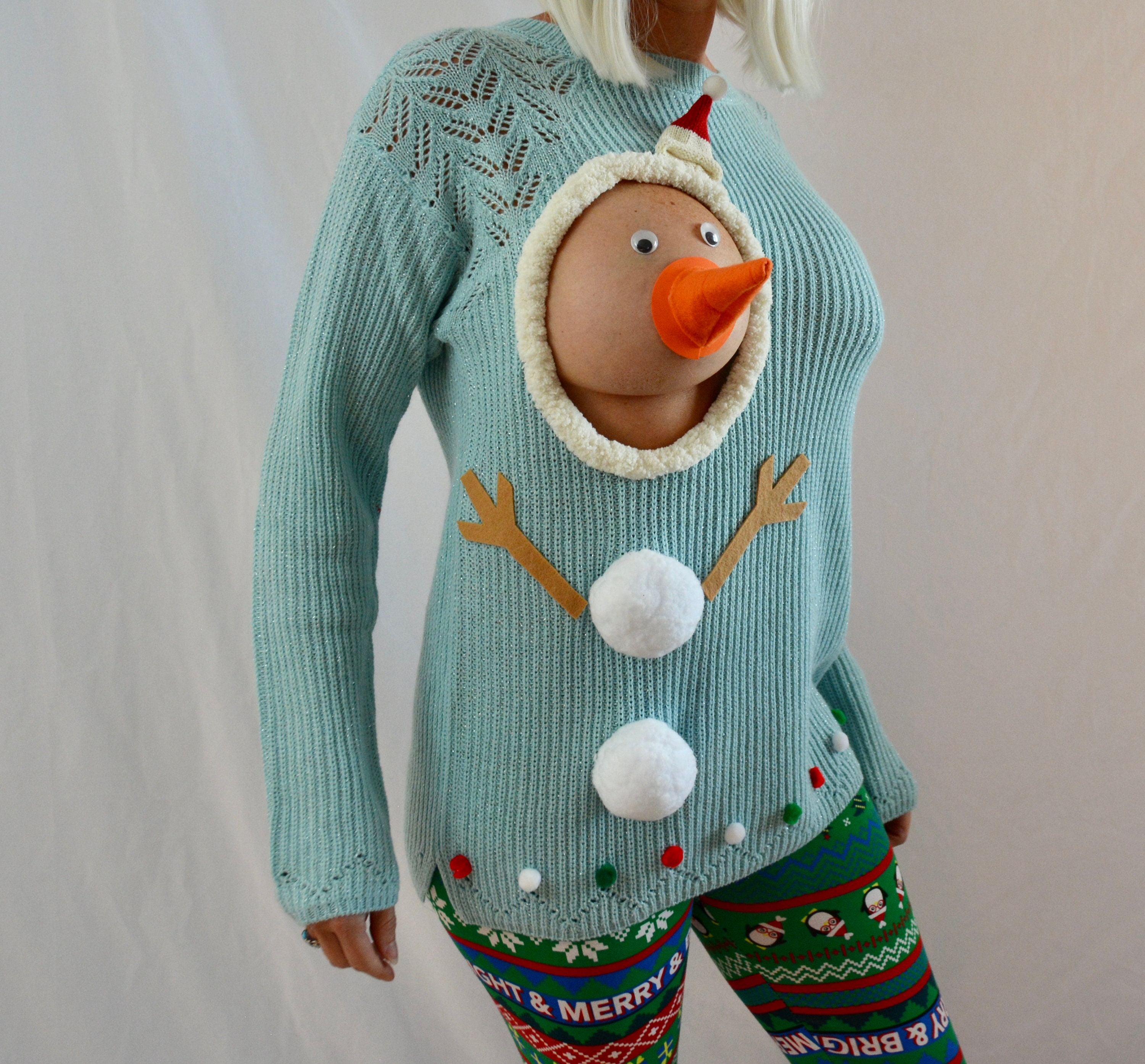 Sexy Ugly Christmas Sweater It Is Not A Plastic Boob Multi Etsy