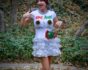 Small Ugly Christmas Sweater Dress 69% Angel Light Up - Etsy Singapore