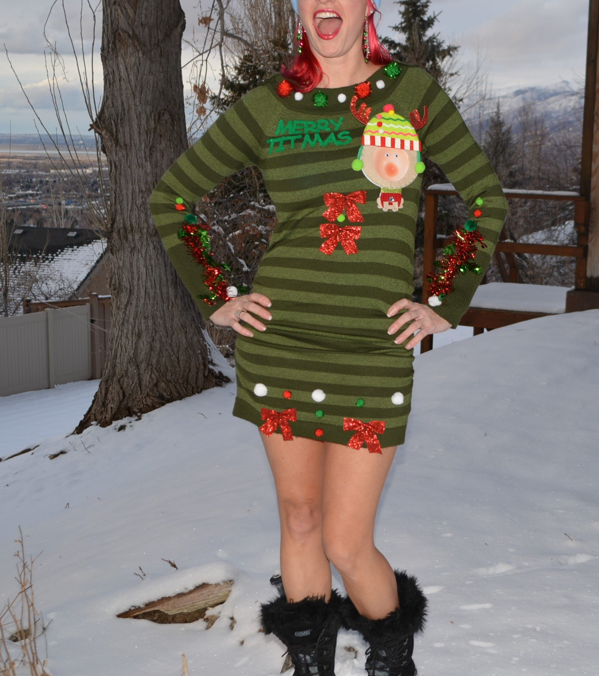 ugly santa sweater dress