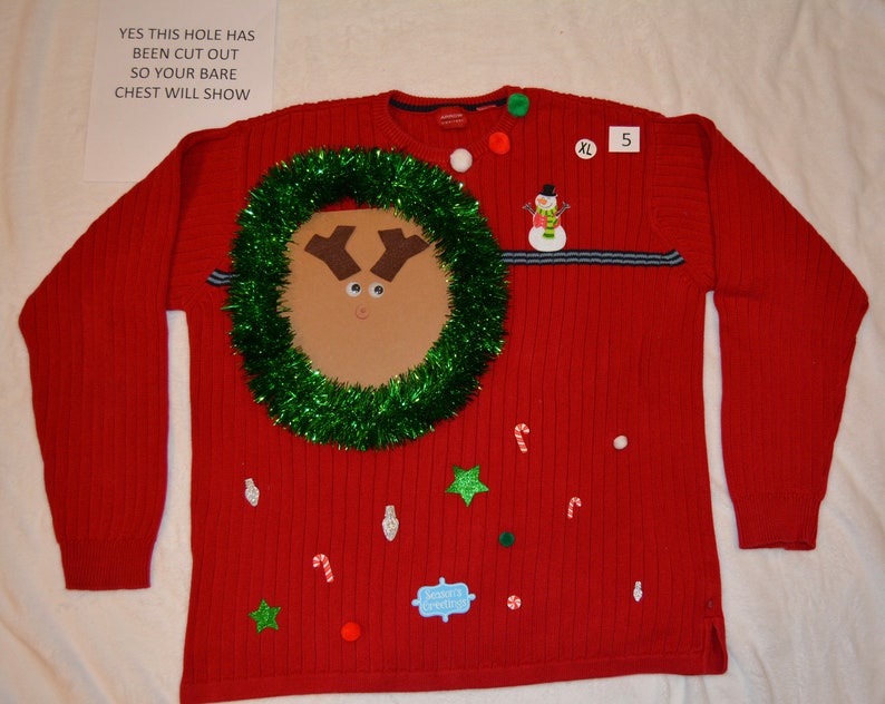 Ugly Christmas Sweater Multi size Version of this reindeer image 6