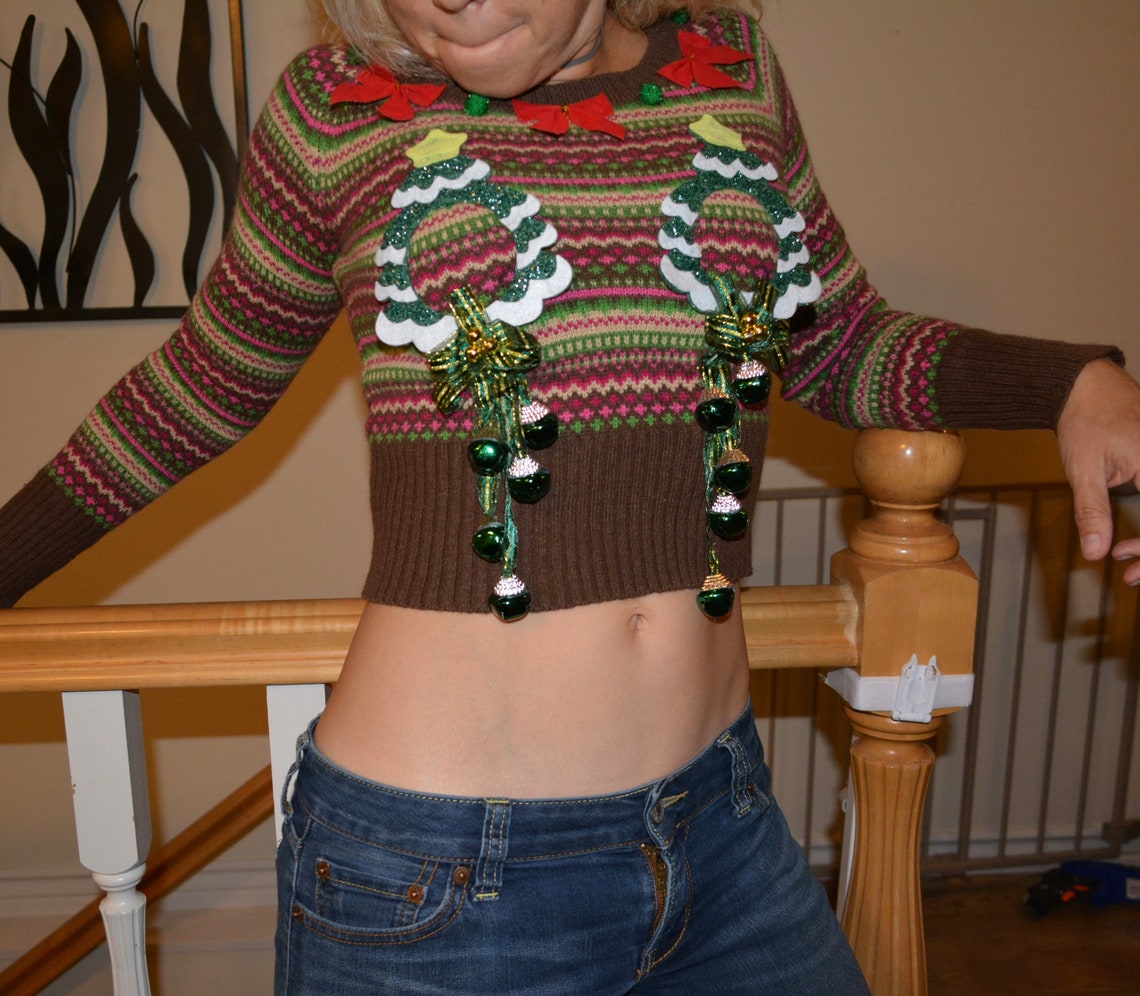 crop top ugly christmas sweater