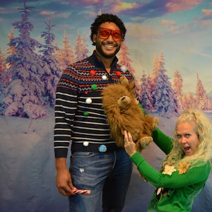 Medium, mens Ugly Christmas Sweater, Monkey, stuffed animal, Contest winner, xmas sweater, funny, unique, jumper