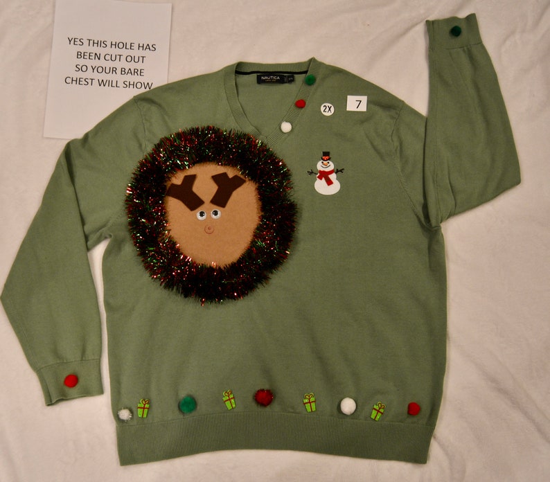 Ugly Christmas Sweater Multi size Version of this reindeer image 8