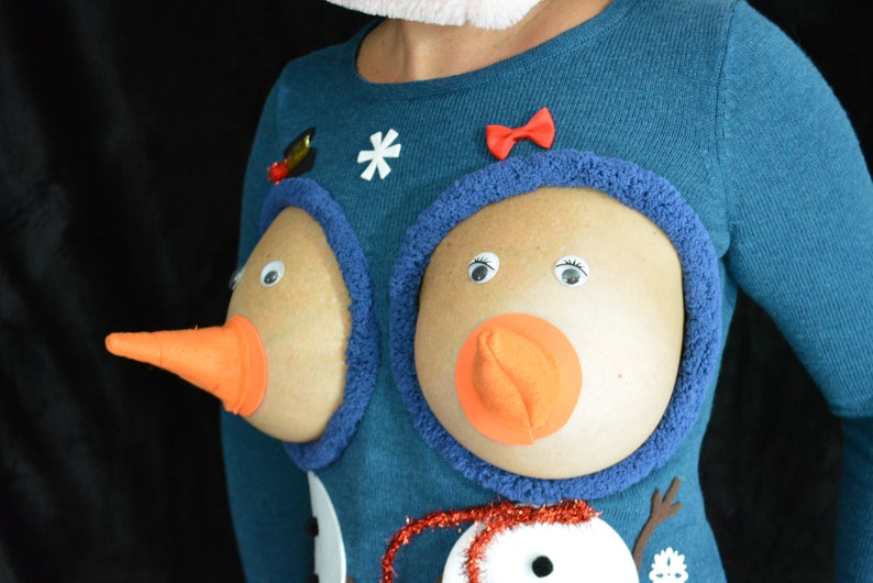 Snowman boobs Sexy Ugly Christmas Sweater They are NOT image 6