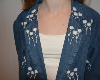 Vintage 1990's denim blazer, Women's, Small, Halloween costume, 1990's, retro, jacket, jean jacket