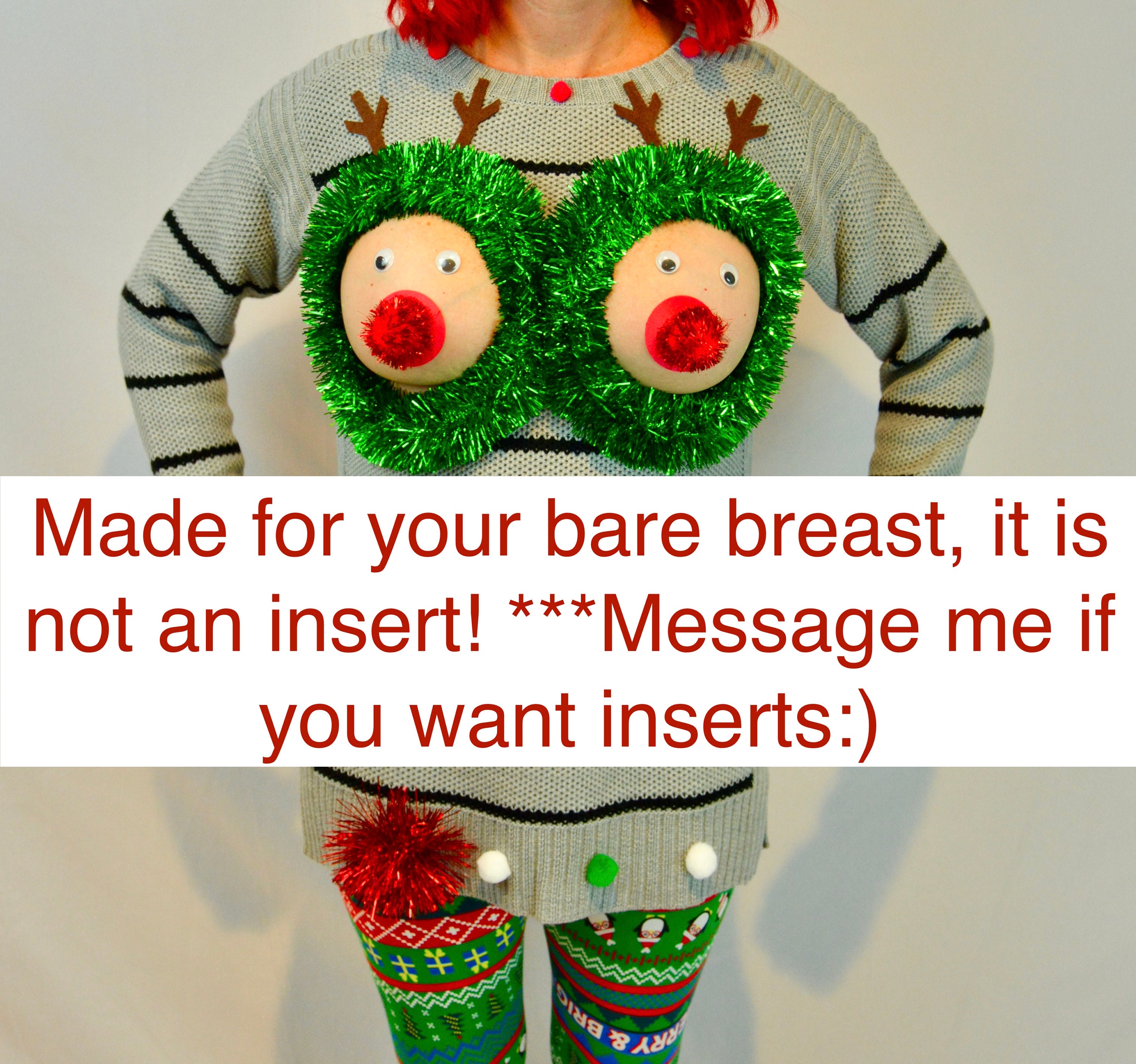 christmas sweater with breast cut out