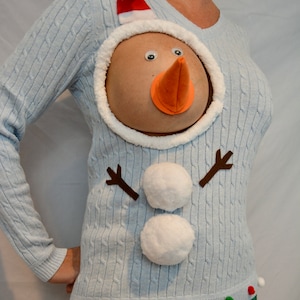 Sexy Ugly Christmas Sweater, it is NOT A PLASTIC boob, multi size, cut out, see details, halloween costume, breast, jumper, snowman boob