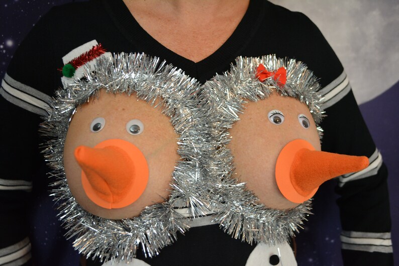 Snowman boobs Sexy Ugly Christmas Sweater They are NOT image 4