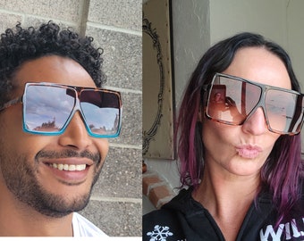 Dope Oversize sunglasses, men, women, stylish, rad and fun, flat top, square