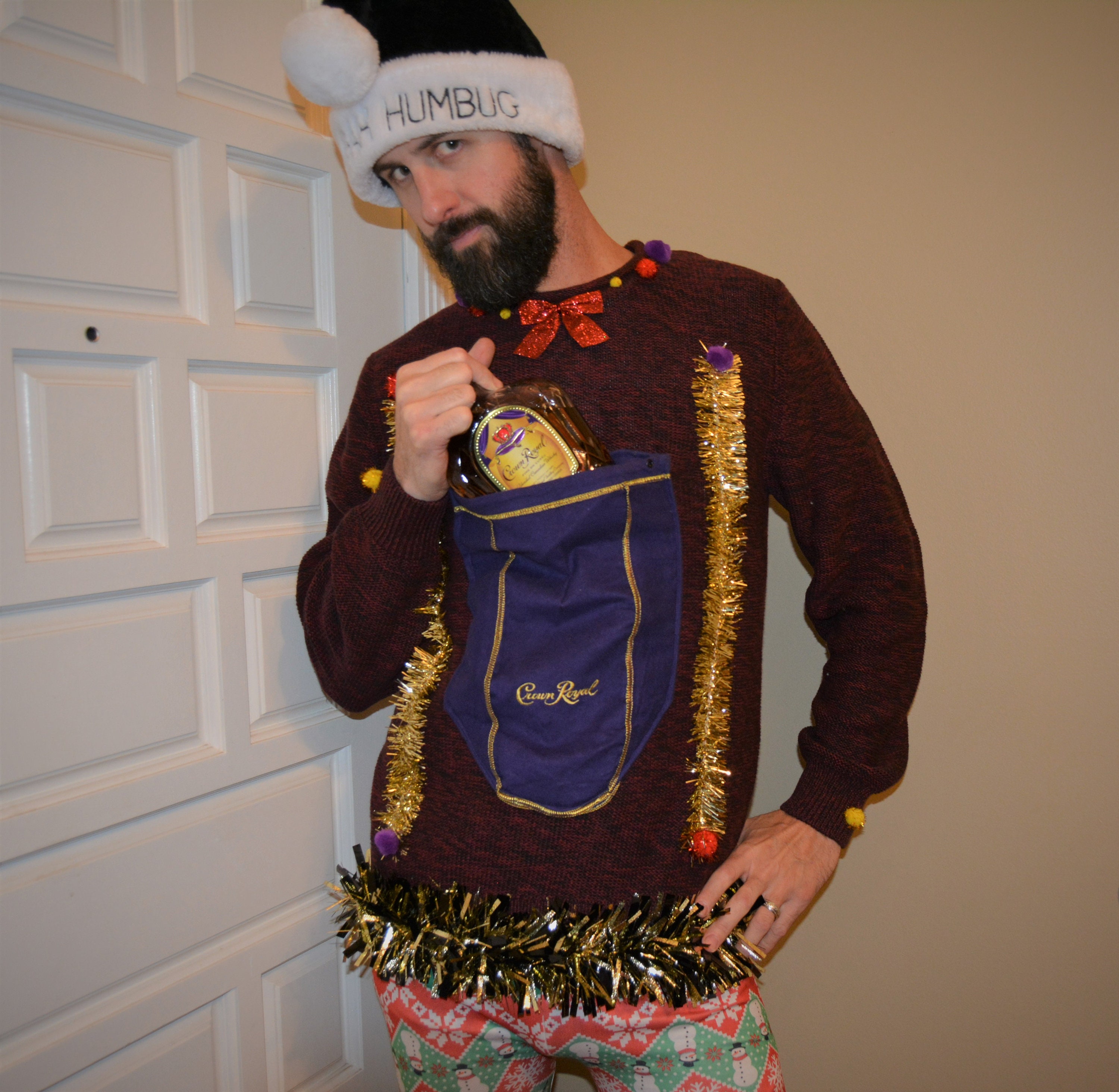 Medium Ugly Christmas Sweater Mens Crown Royal Liquor or - Etsy