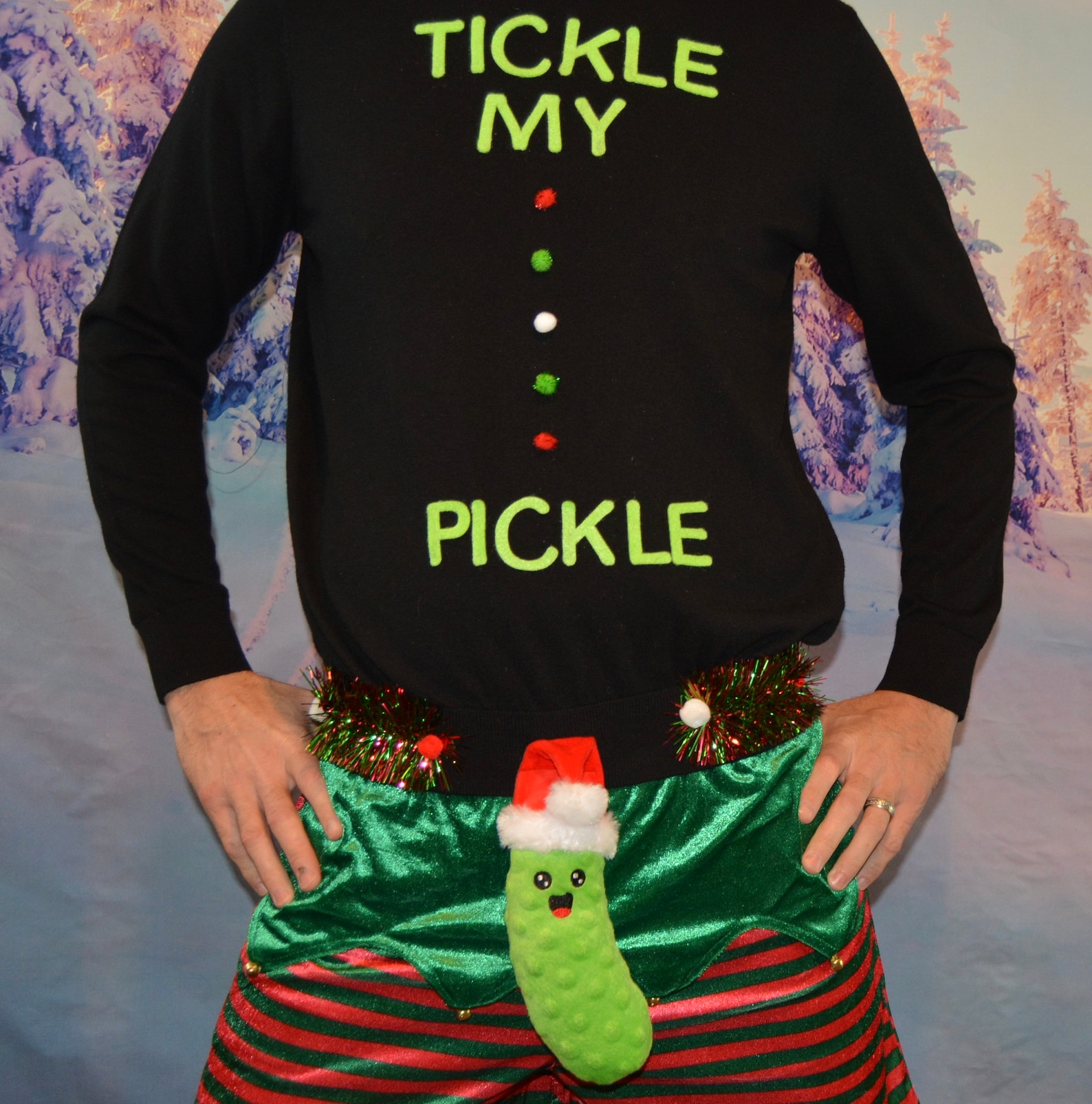 Ugly Christmas Sweater Tickle My Pickle Multi Size Men Runs Etsy