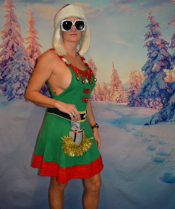 Potentieel landheer Kikker Kleine Sexy Lelijke kerst trui jurk zijkant borst seltzer - Etsy België