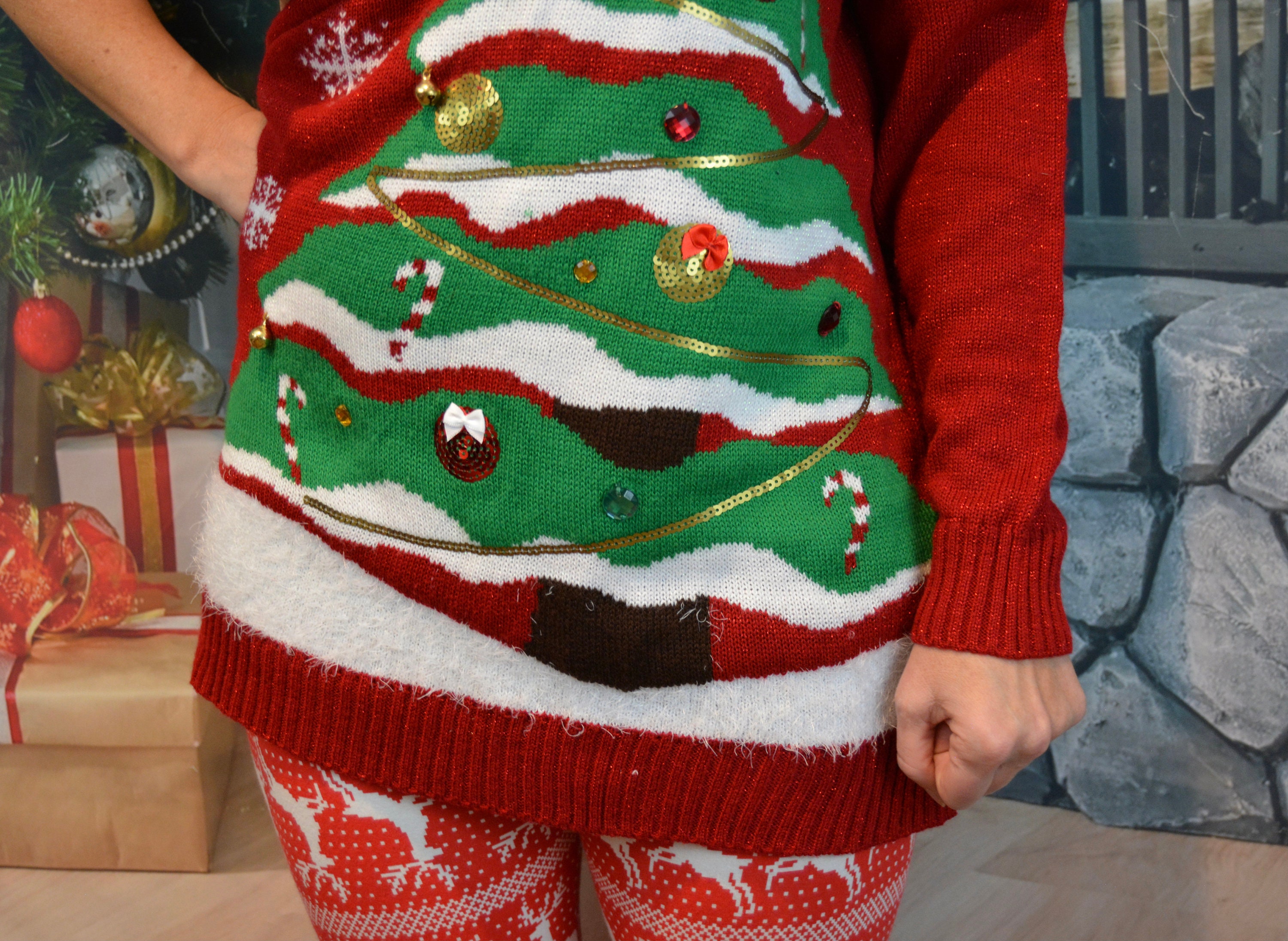 Sexy Ugly Christmas Sweater, Sparkle Boob, Pastie and Sweater Tank