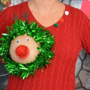 Sexy Ugly Christmas Sweater, it is NOT A PLASTIC boob, cut out, see details, boob, breast, jumper, reindeer boob, multi versions image 7
