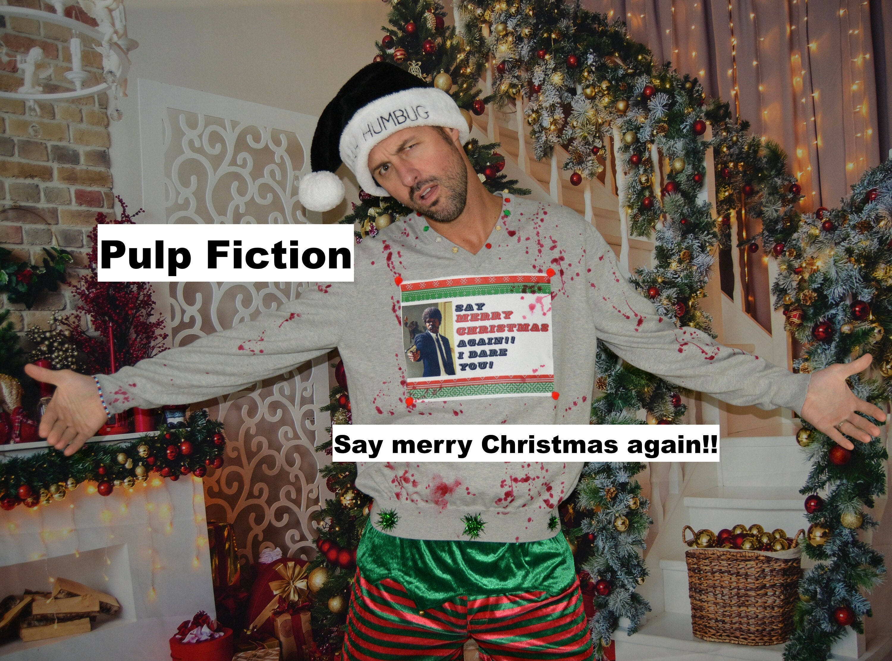 Pulp fiction ugly christmas sweater cheap