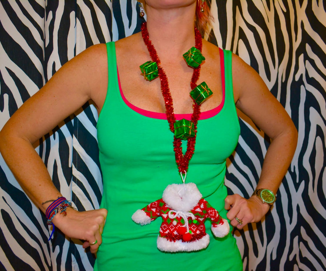 Ugly Christmas Sweater Necklace Tiny Sweater Ugly Sweater Etsy