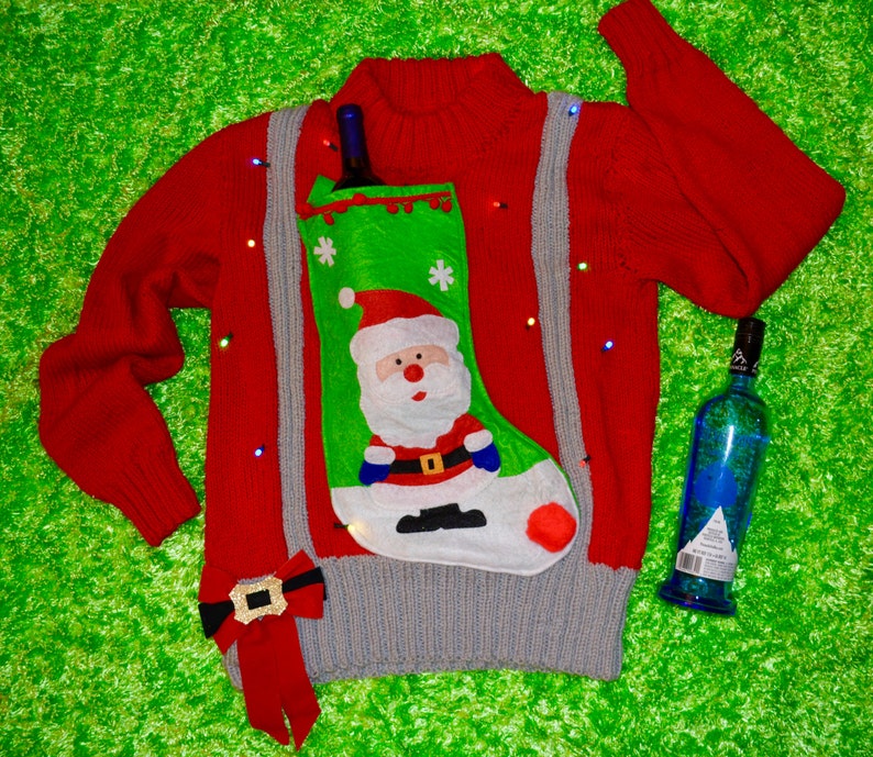 Liquor or Wine Holder Ugly Christmas Sweater Light up Etsy