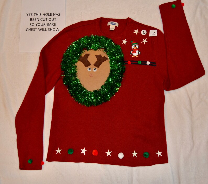 Ugly Christmas Sweater Multi size Version of this reindeer image 3