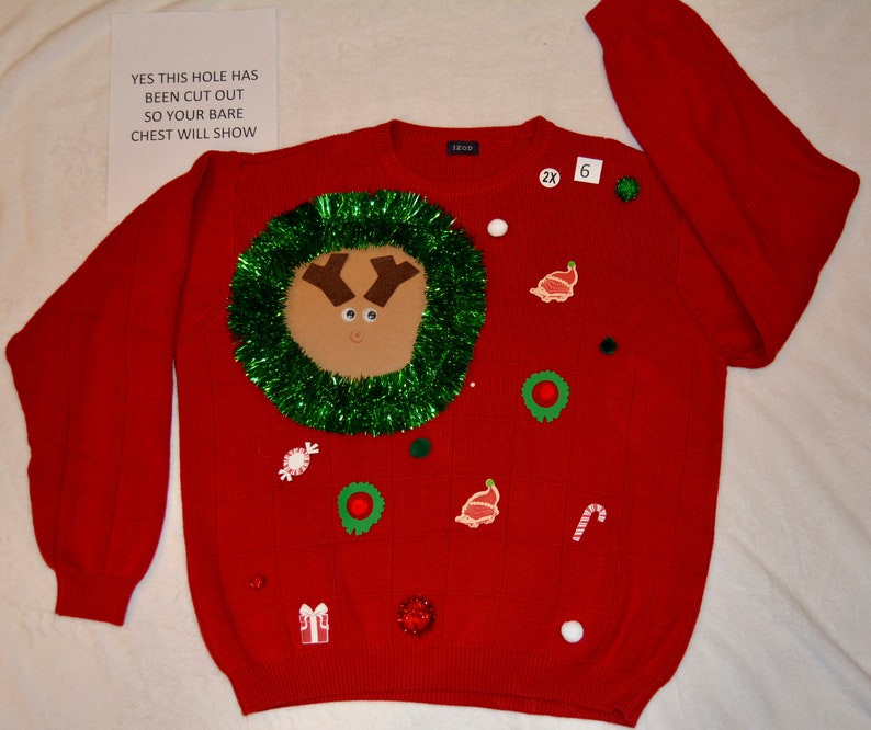 Ugly Christmas Sweater Multi size Version of this reindeer image 7