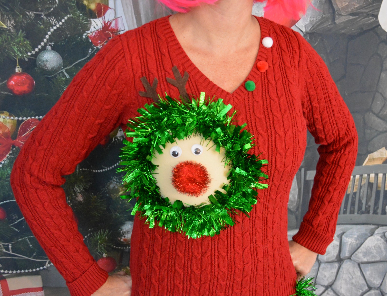 rudolph sweater boob