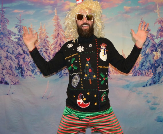 Ugly Christmas Sweater, Large, vintage, Sexy, spar