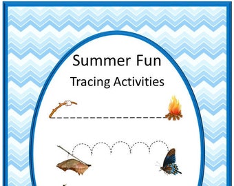 Summer Fun Tracing Activities  Digital Download, Printable Worksheets Pre-K, K, Special  Education Homeschool Fine Motor Skills Activities