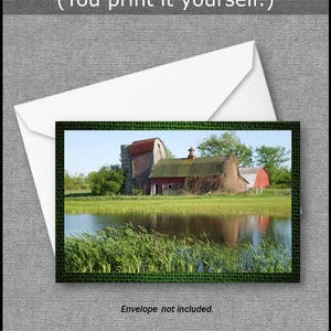Alle Gelegenheit Karte Scheune Am Teich Ländlich Leben Land Szene Sofort Download Druckbare Grüße Alles Gute zum Geburtstag Karte Gute Besserung Beileidskarte