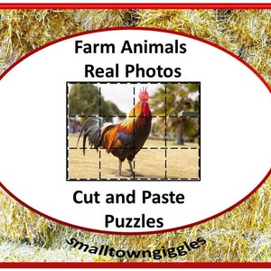 Teaching Materials, Farm Animals, Cut and Paste, Printable Puzzles, Animal Puzzles, Fine Motor Skills, Home School,  Preschool Kindergarten
