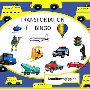 TRANSPORTATION BINGO 25 verschiedene Karten, Fernunterricht, P-K, K, Special Ed Printable, Digital Download, Internet-Aktivitäten,