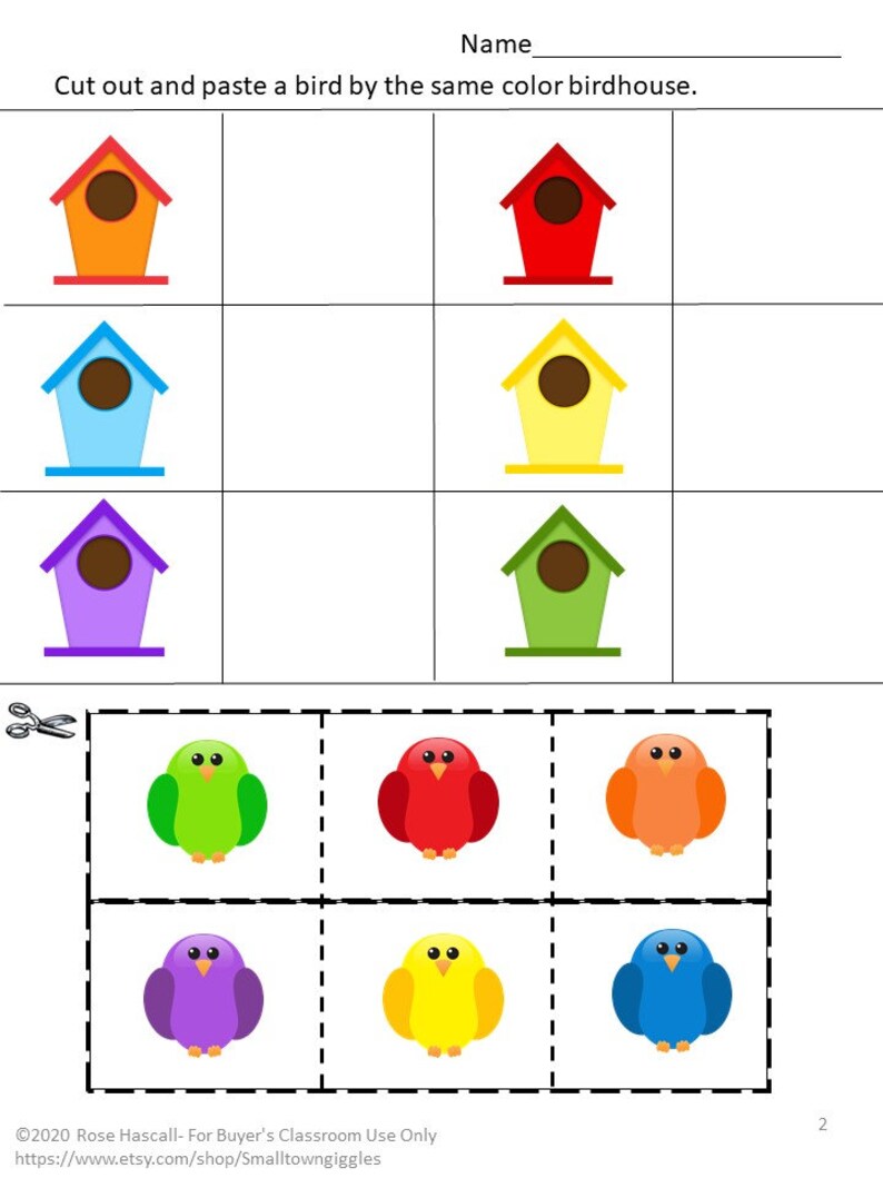 Printable Color Cut And Paste Worksheets For Kindergarten
