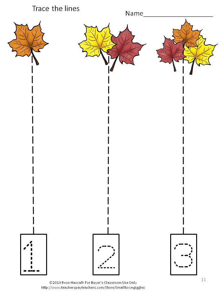 Fall Fine Motor Skill Activities, Tracing Worksheets, Special Education