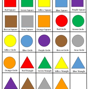 Colors and Shapes BINGO Game, Shape and Color Identification Activities ...