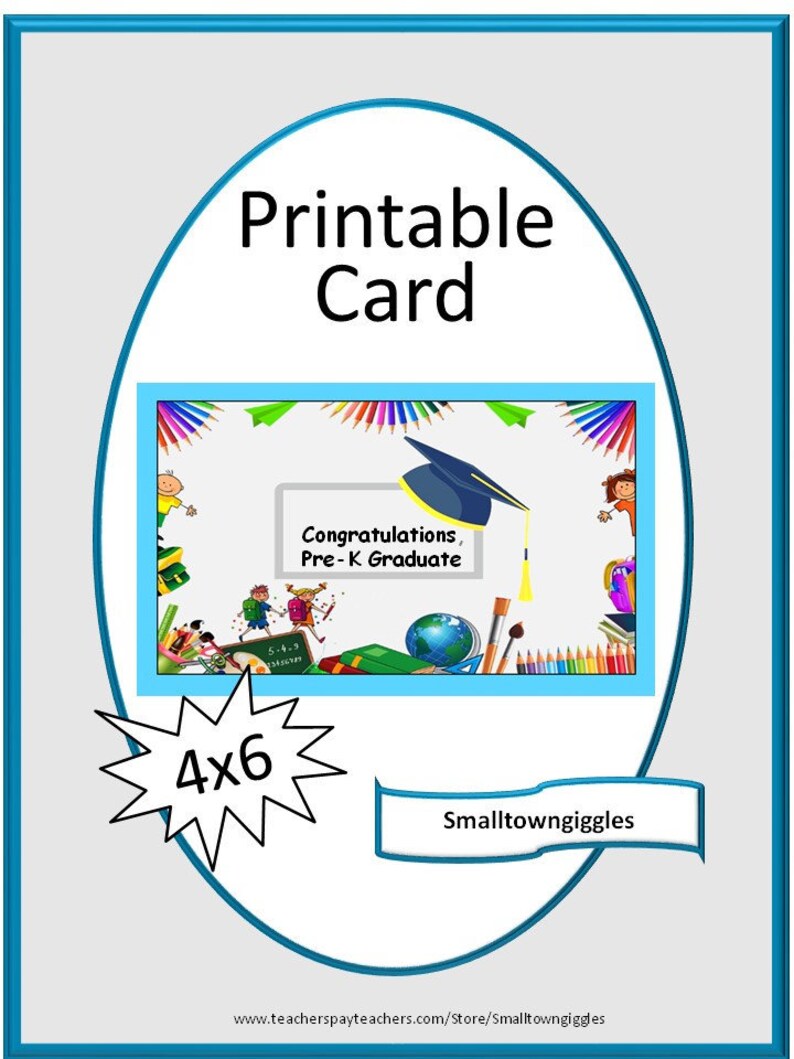 pre k graduation card digital download instant printable etsy