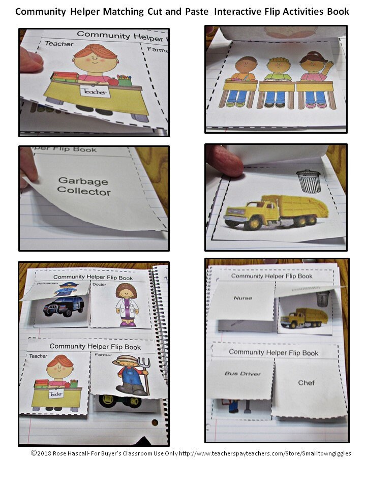 Community Helpers Interactive Cut and Paste Flip Book Special Ed, K-P ...