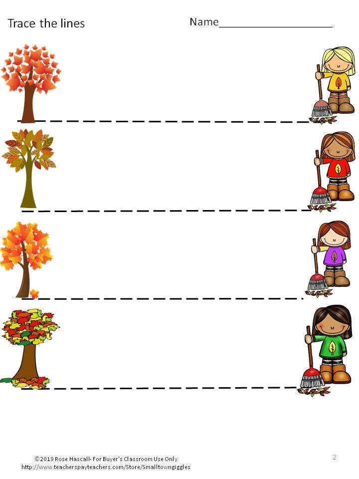 Fall Fine Motor Skill Activities, Tracing Worksheets, Special Education
