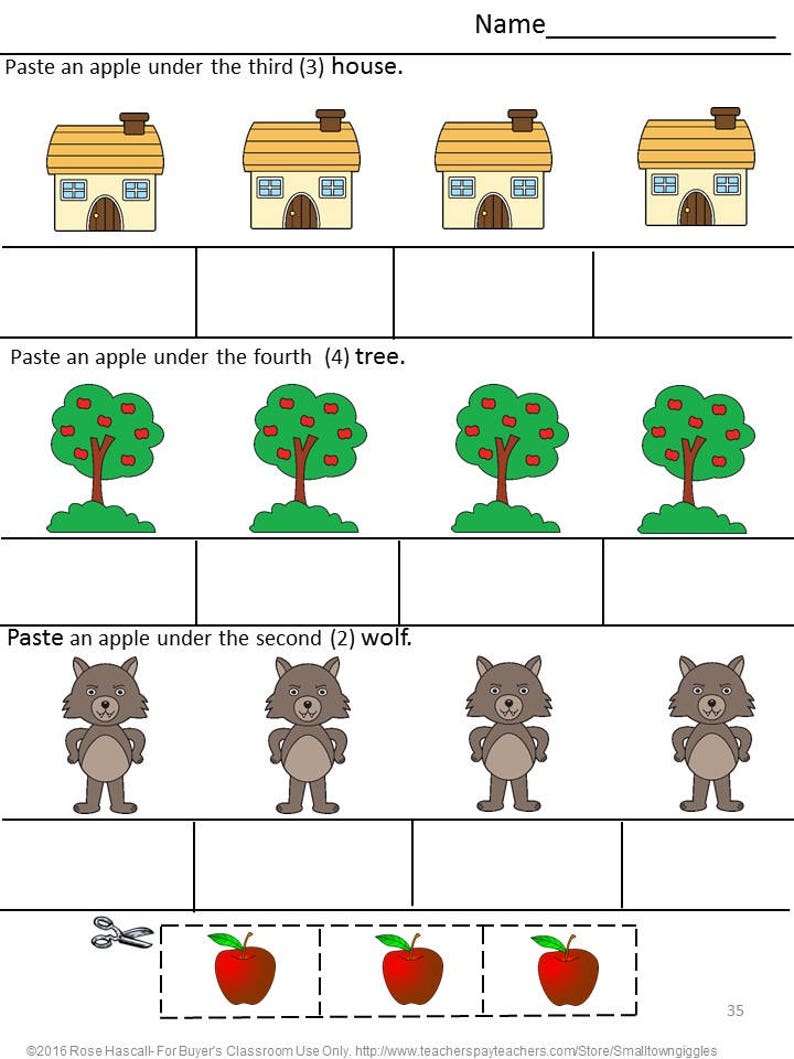 Little Red Riding Hood Kindergarten Math Literacy Cut and Paste ...