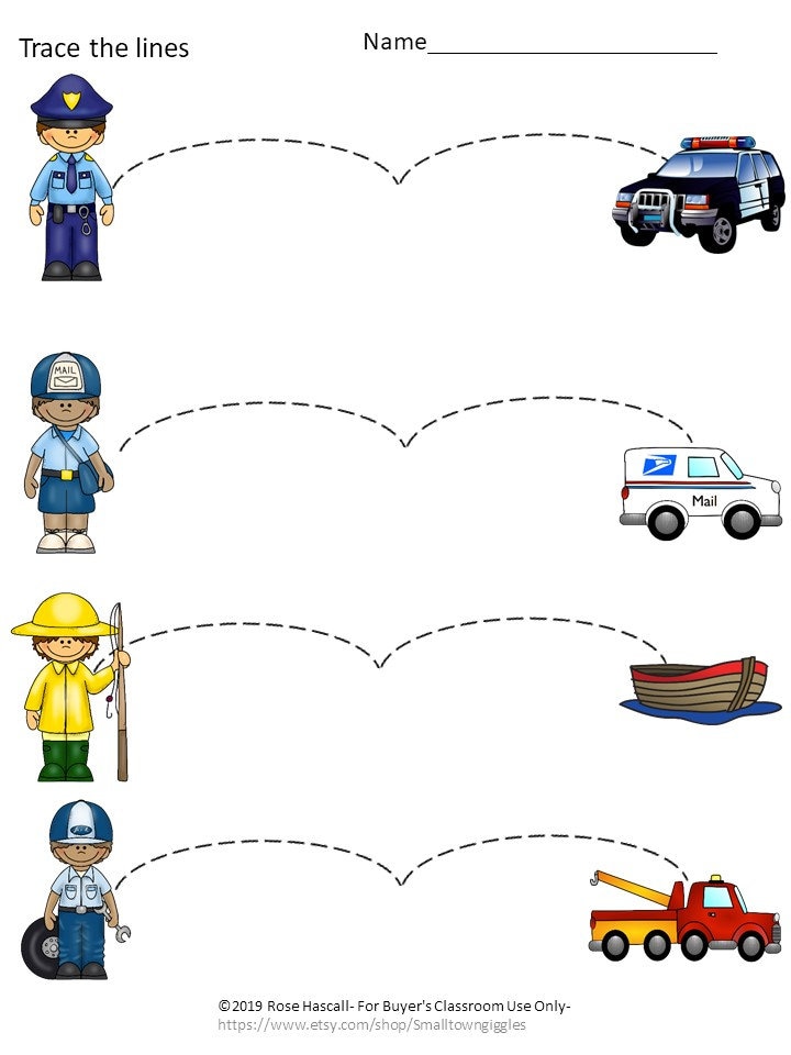 Community Helpers Activities,tracing Worksheets,fine Motor Skills