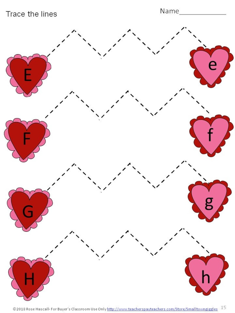 Valentine's Day Tracing Activities, Digital Download, Printable, Fine
