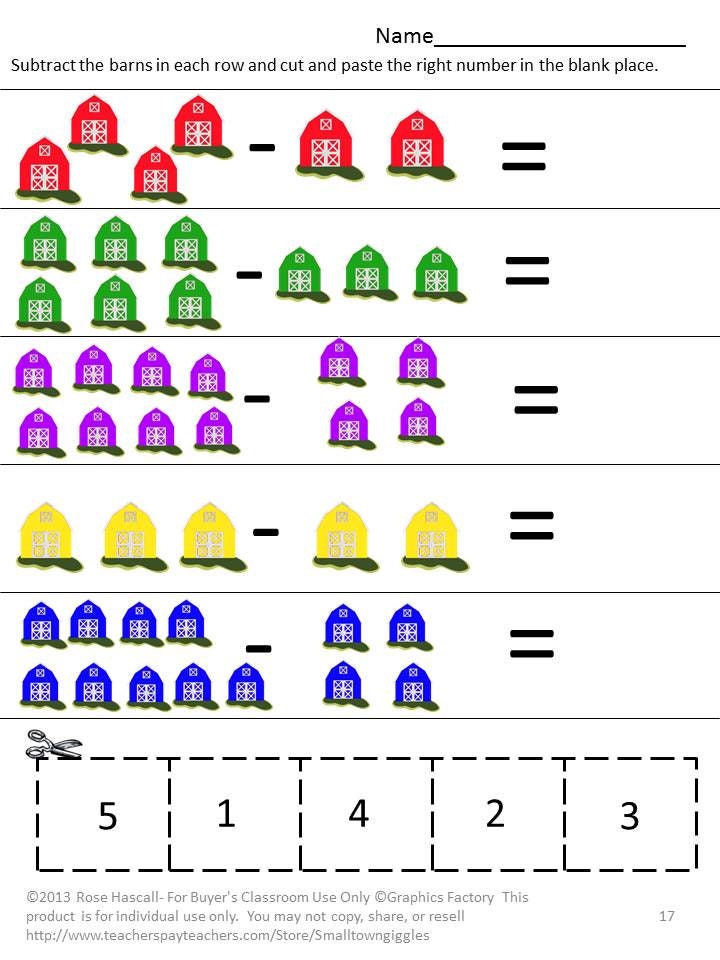 Farm Animals Kindergarten Special Education Autism Cut and Paste Fine ...