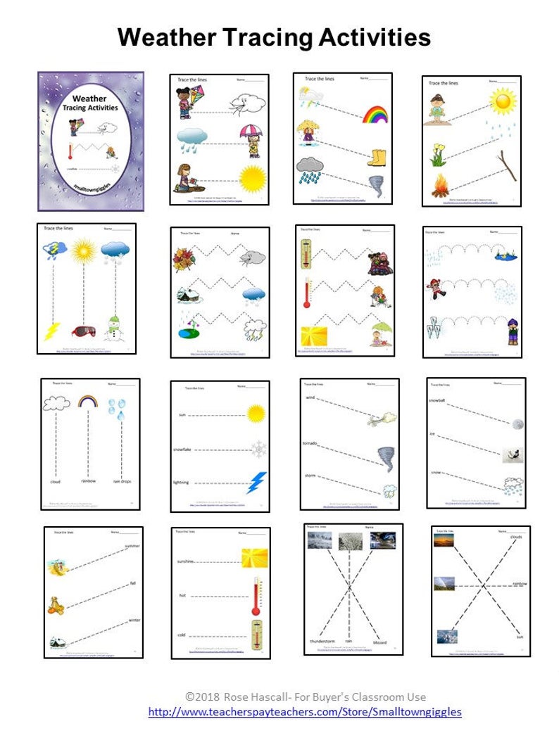 Weather Tracing Activities Early Childhood Special Education Preschool